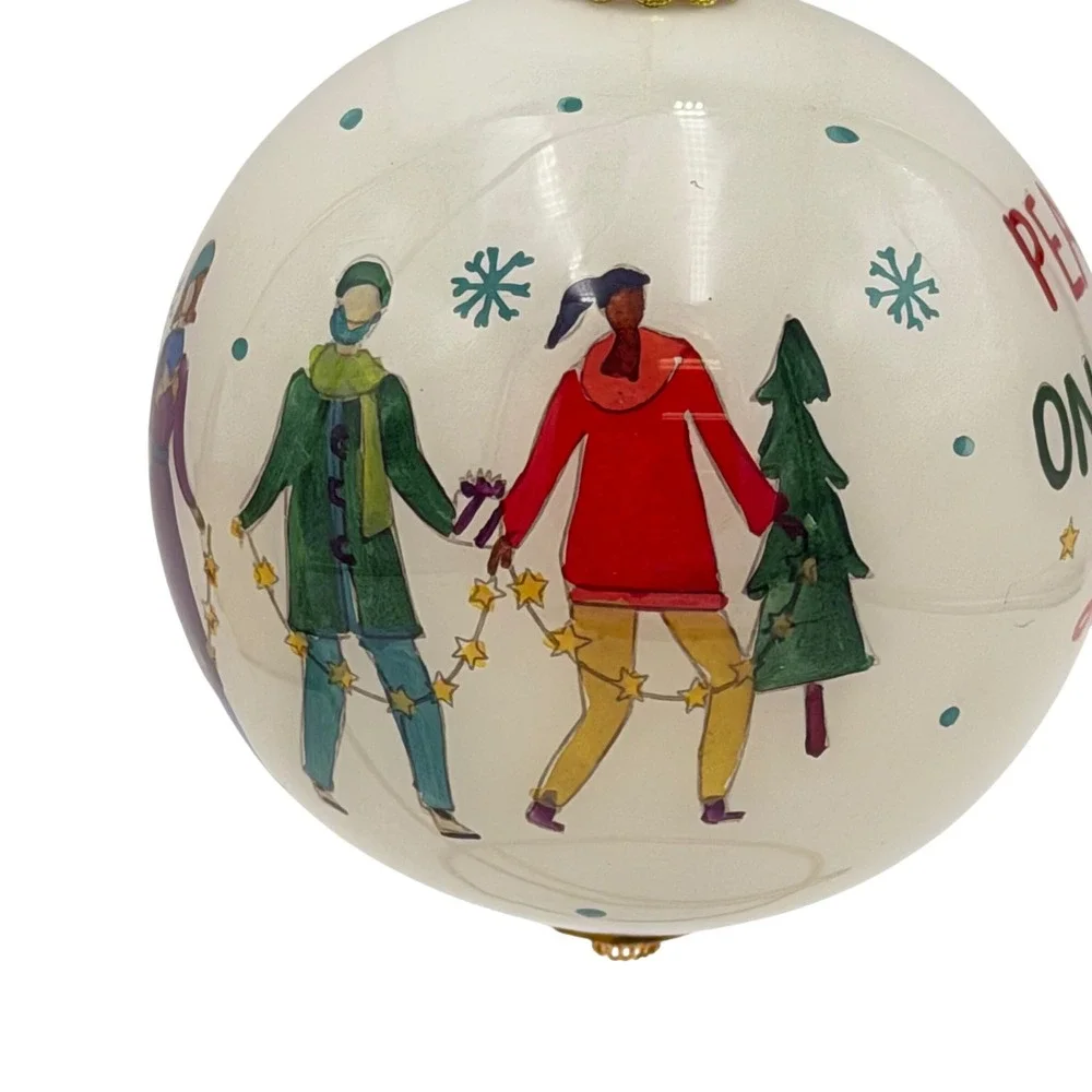 Pier Place World Market Li Bien 2021 Peace On‎ Earth Glass Ornament Holiday New
